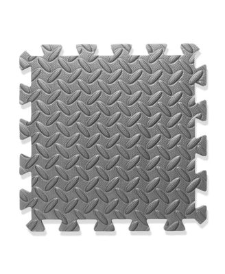 Pack of 12 Exercise Flooring Mats - 12 x 12 Inch Foam Rubber Interlocking Puzzle Floor Tiles - Gray