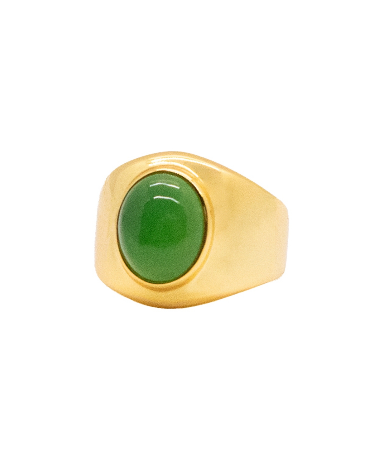 Dome &#x2014; Green chalcedony signet ring - Green