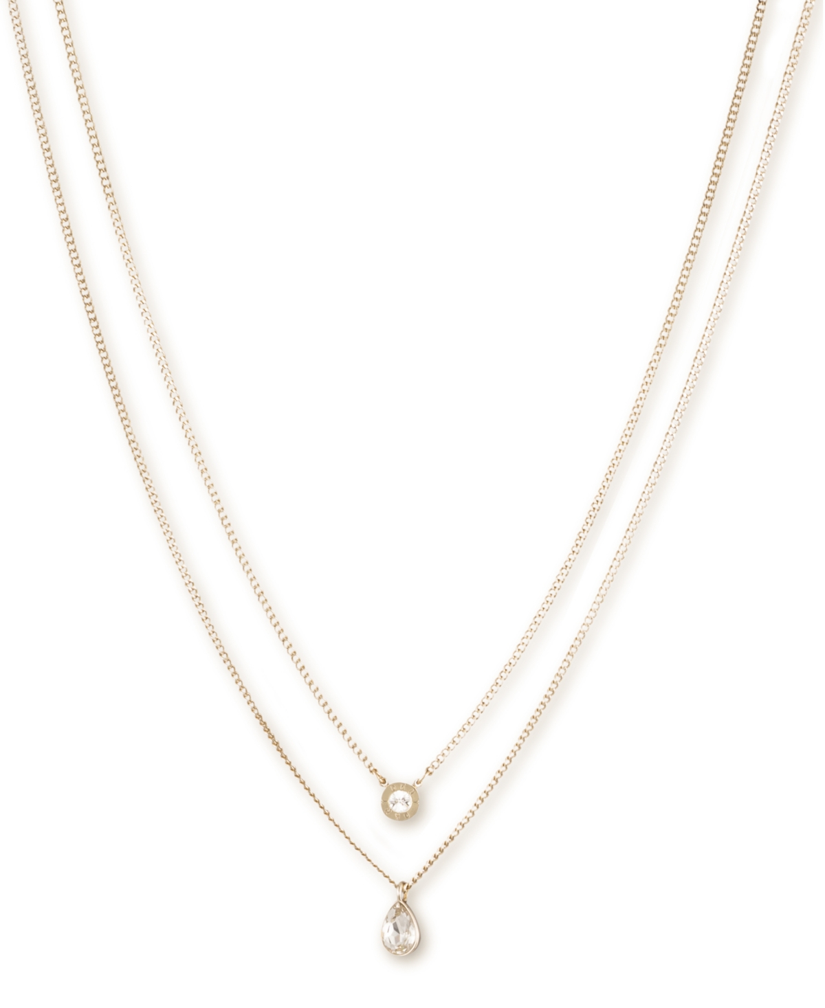 Double Row Pendant Necklace, 16" long + 3" Extender - Silver