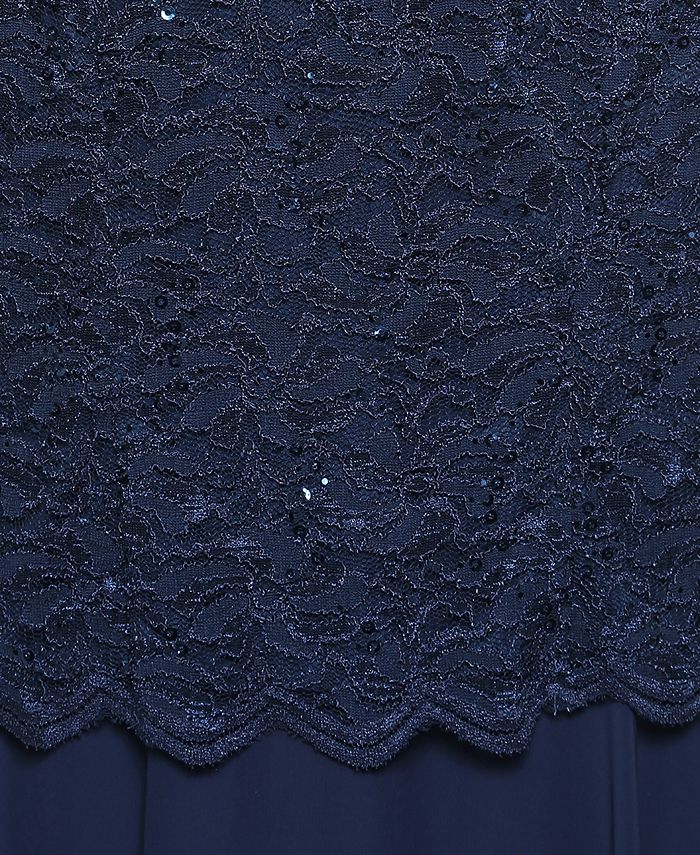 Alex Evenings Sequined Lace Contrast Dress Macy's