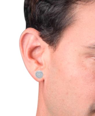 Men's Black Diamond Circle Cluster Stud Earrings (1/3 ct. t.w.) in Sterling Silver (Also in White Diamonds)