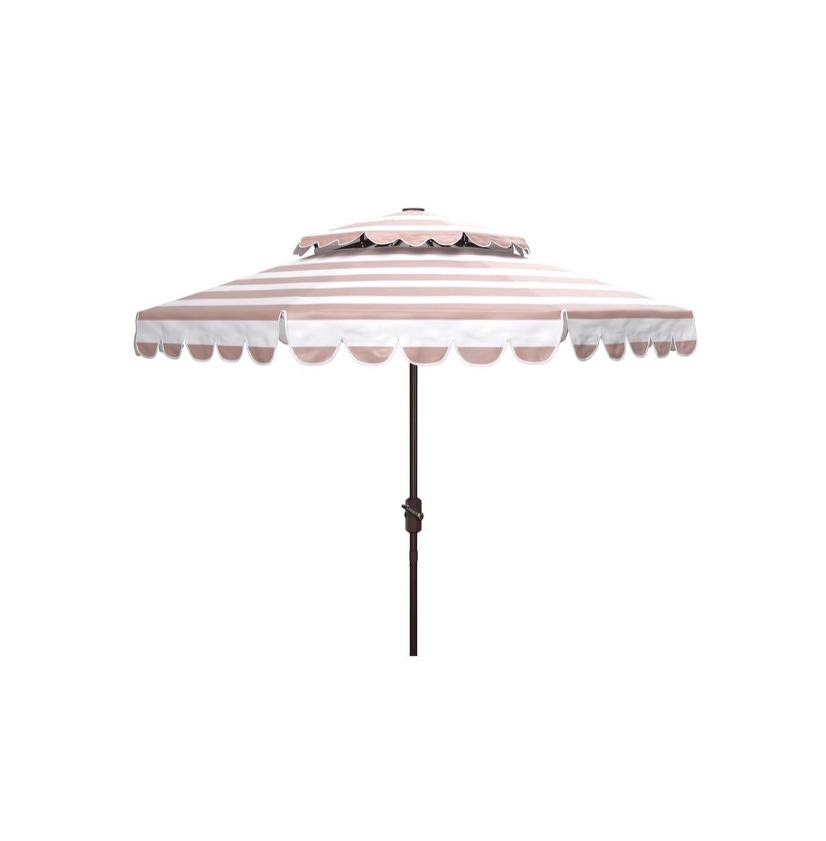 Vienna 9Ft Rnd Double Top Crank Umbrella - Beige stripe