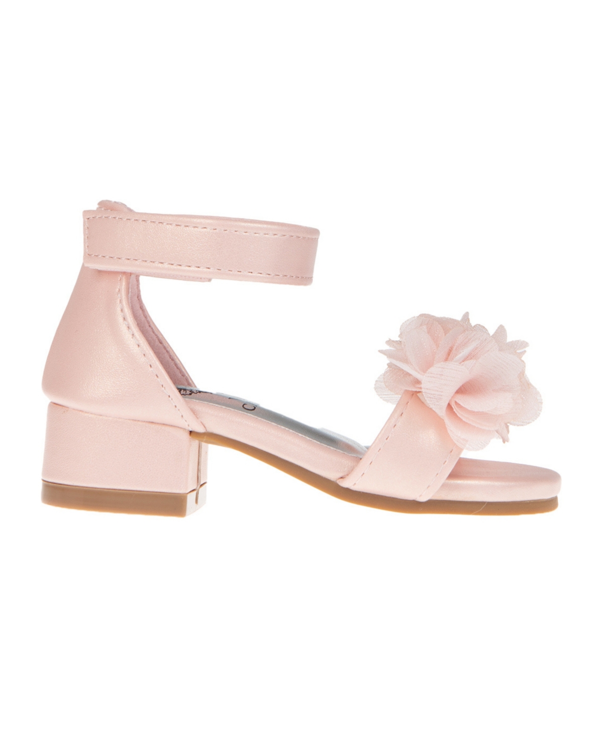 Shop Vince Camuto Toddler Girl's Heel With Chiffon Flowers And Adhesive Closure Polyurethane Sandals In White