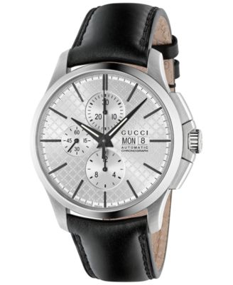 Gucci - Men's Swiss Automatic Chronograph G-Timeless Black Leather Strap Watch 44mm YA126265