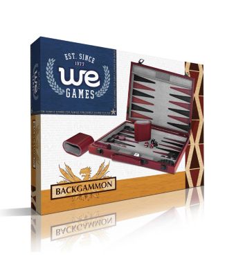 Burgundy/Black Leatherette Backgammon Set, 18 x 11 in. closed