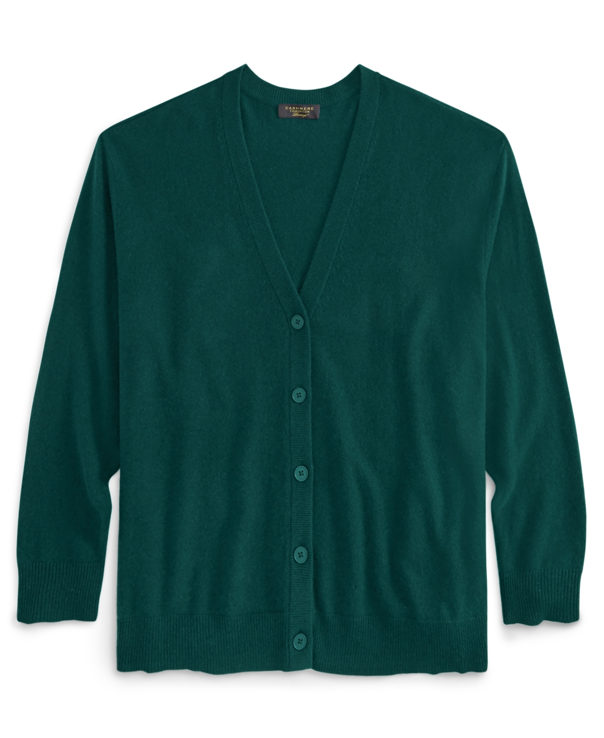 Charter Club Plus Size 100% Cashmere Button Front Cardigan, Created For Macy's In Deep Pine