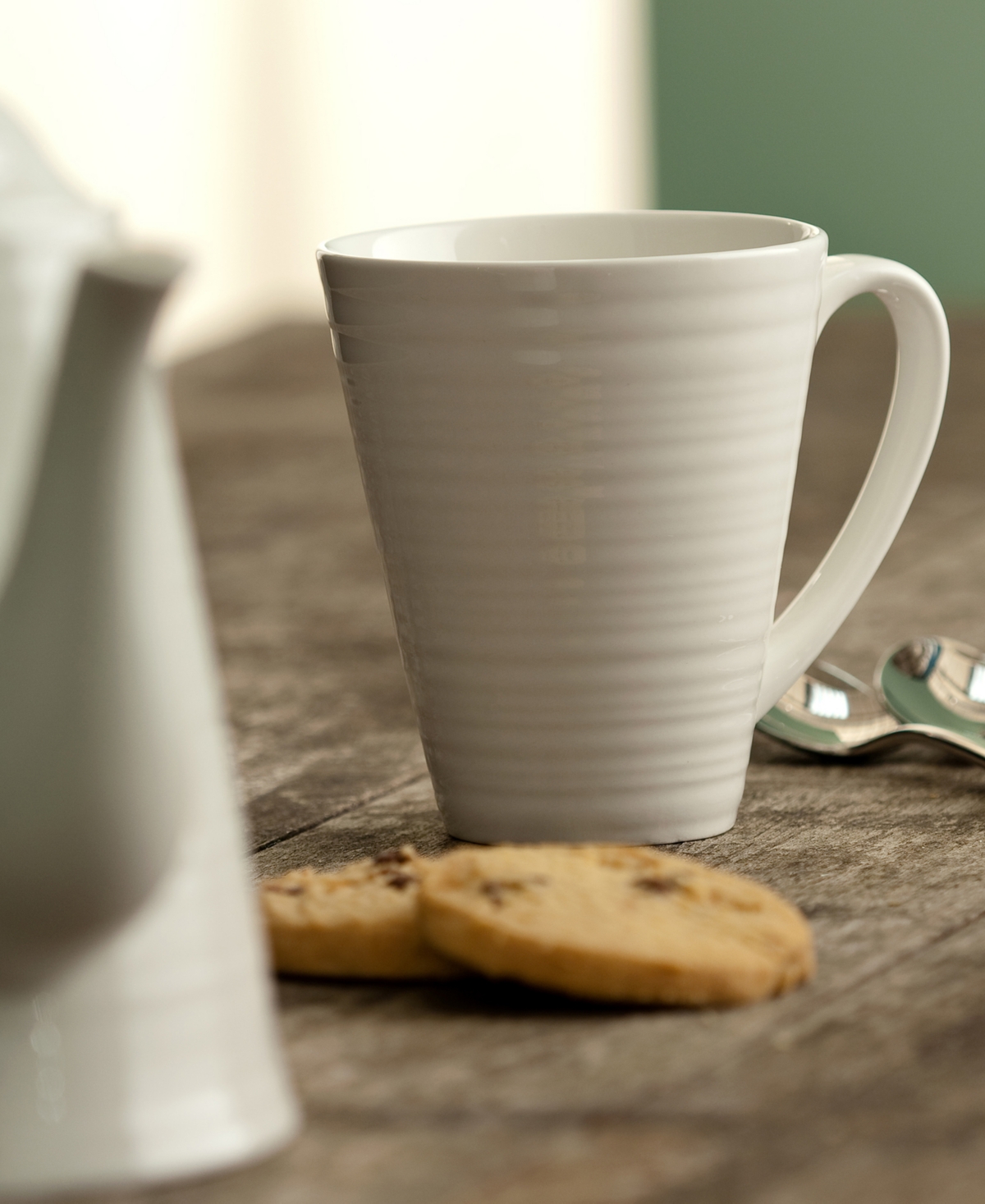 Belleek Pottery Ripple Mugs, Set of 4