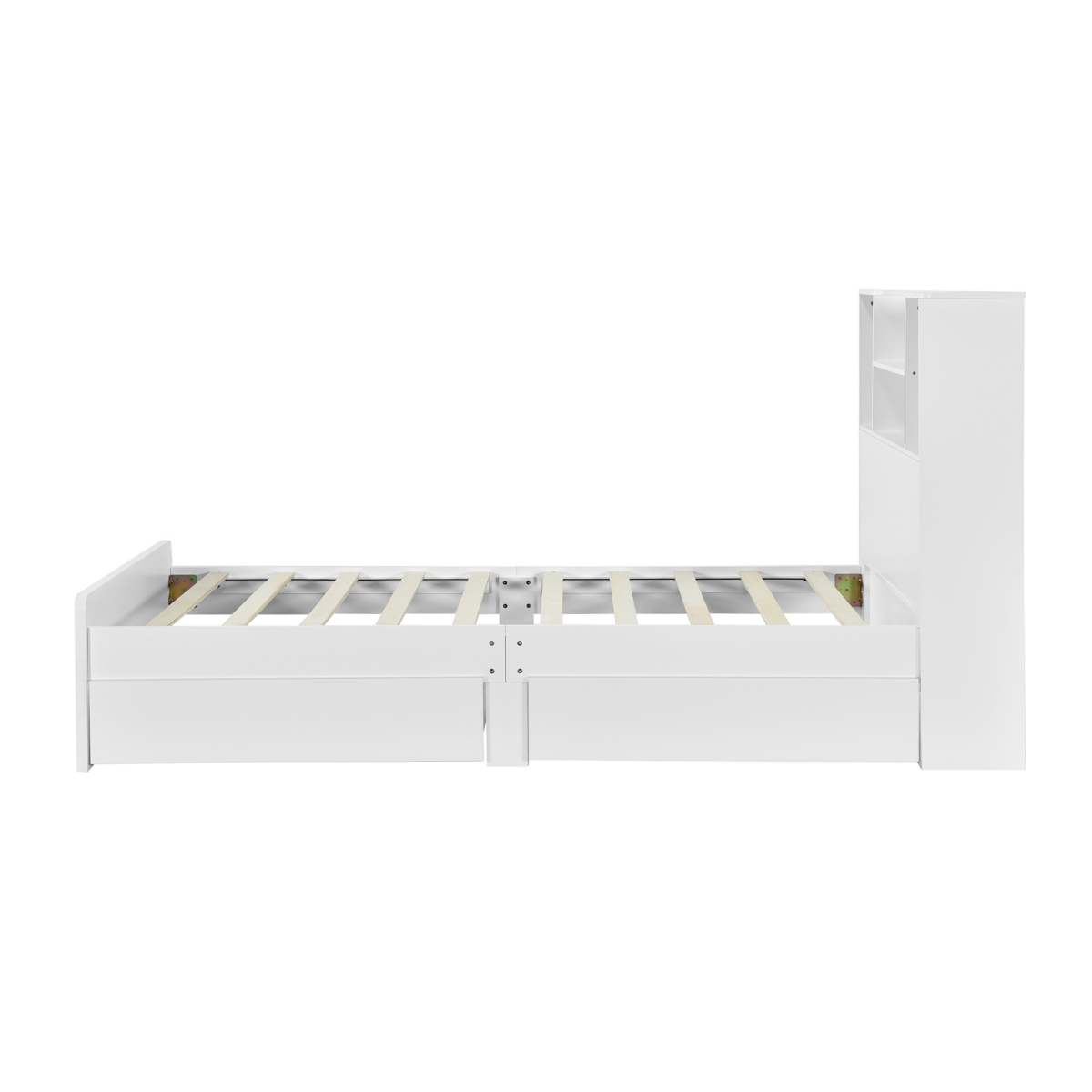 Streamdale Furniture Size Storage Platform Bed Frame With 4 Open Storage Shelves And 2 Storage Drawers, Led Light
