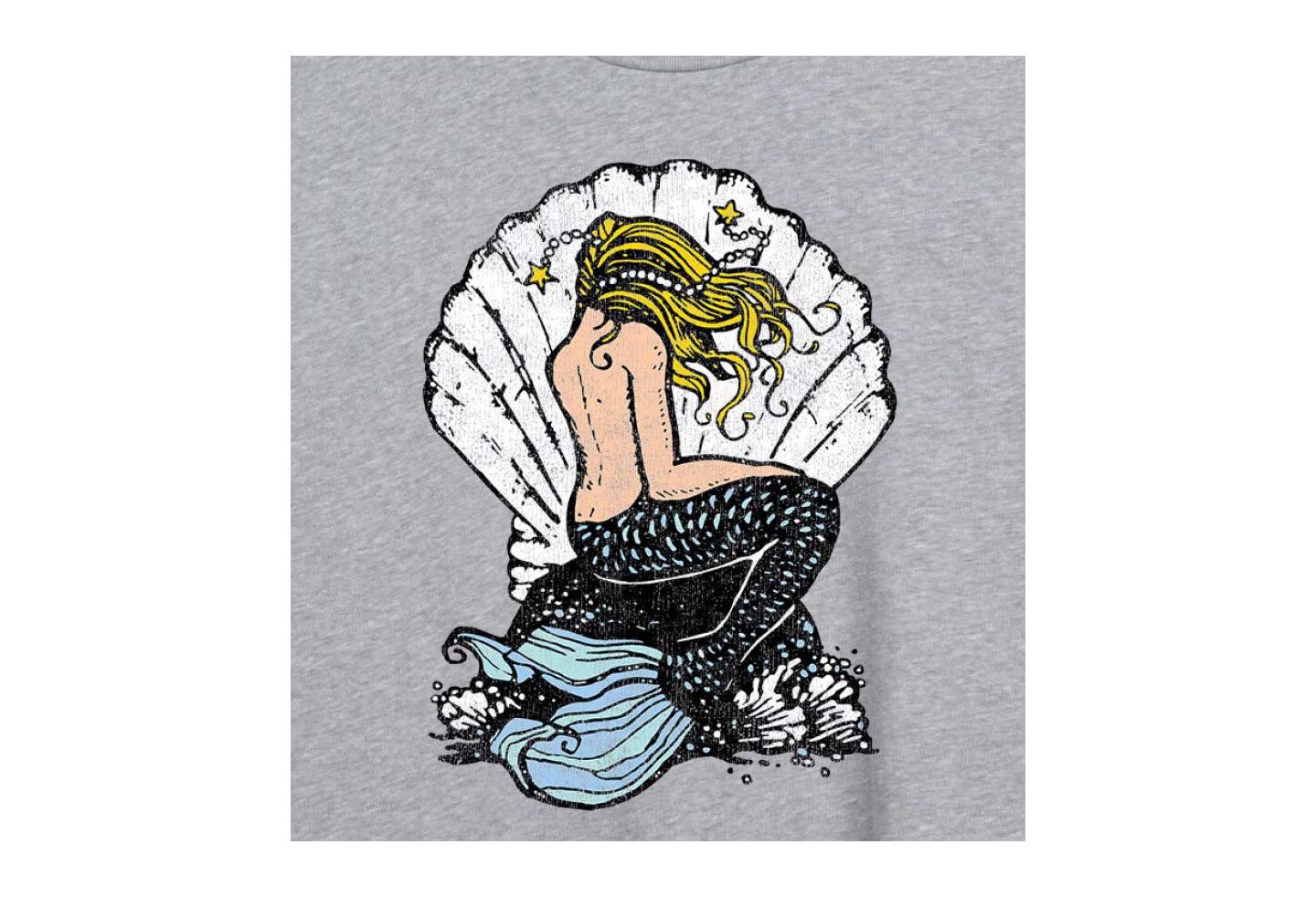 Женская футболка Hybrid Apparel Trendy Juniors Mermaid Graphic Oversized, цвет: Серый — фото 2