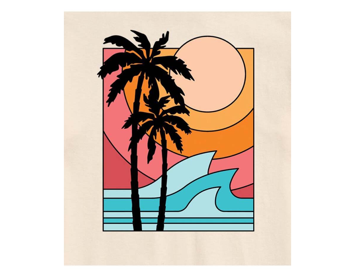 Good Vibes Llc Hybrid Apparel Trendy Juniors Palm Waves Graphic Tee In Beige,khaki