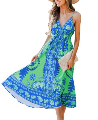CUPSHE Women's Geo Print Halterneck Maxi Beach Dress - Macy's