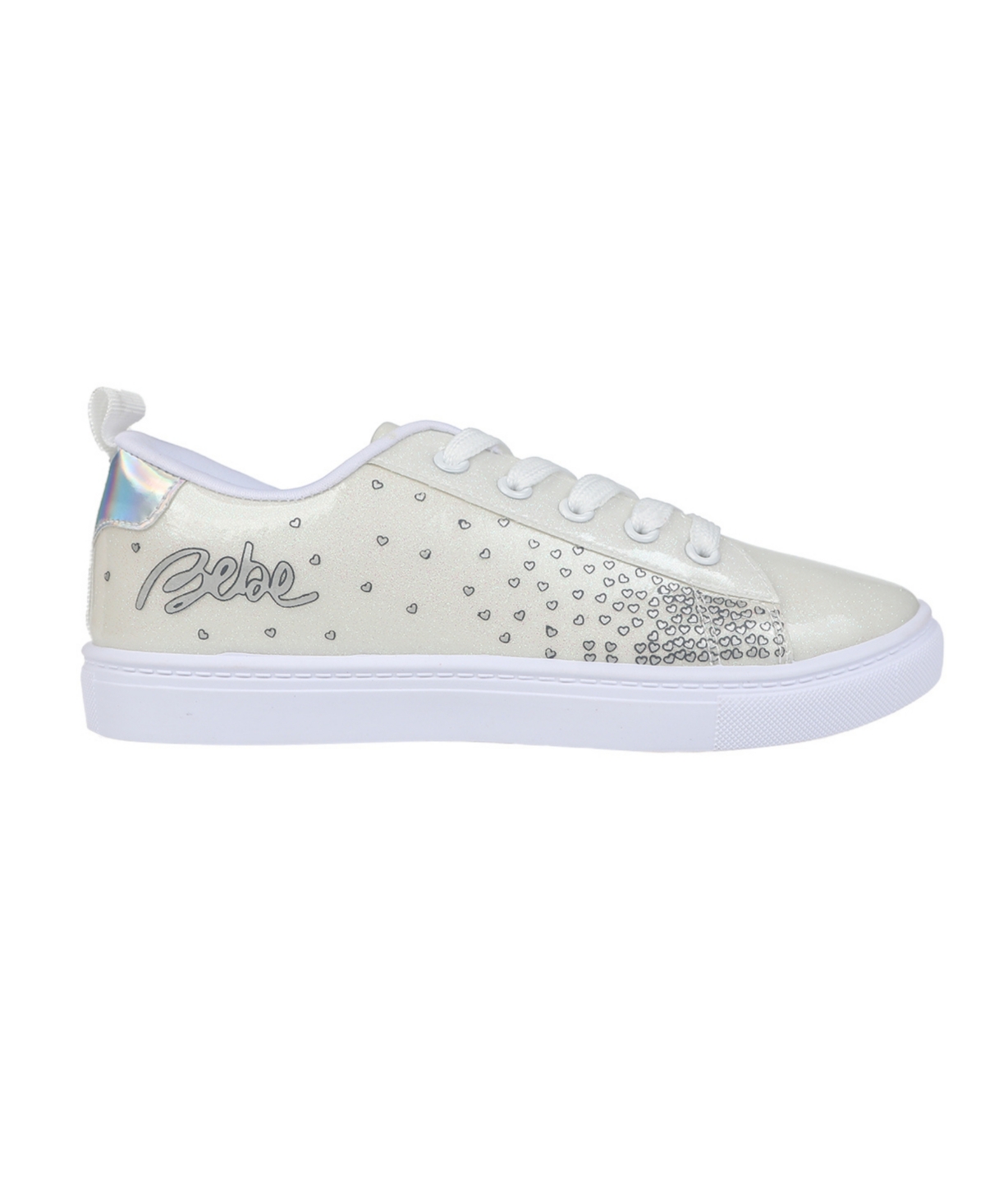 Bebe Big Girl's Low Profile Sneaker with Metallic Print and Holographic Counter Polyurethane Sneakers