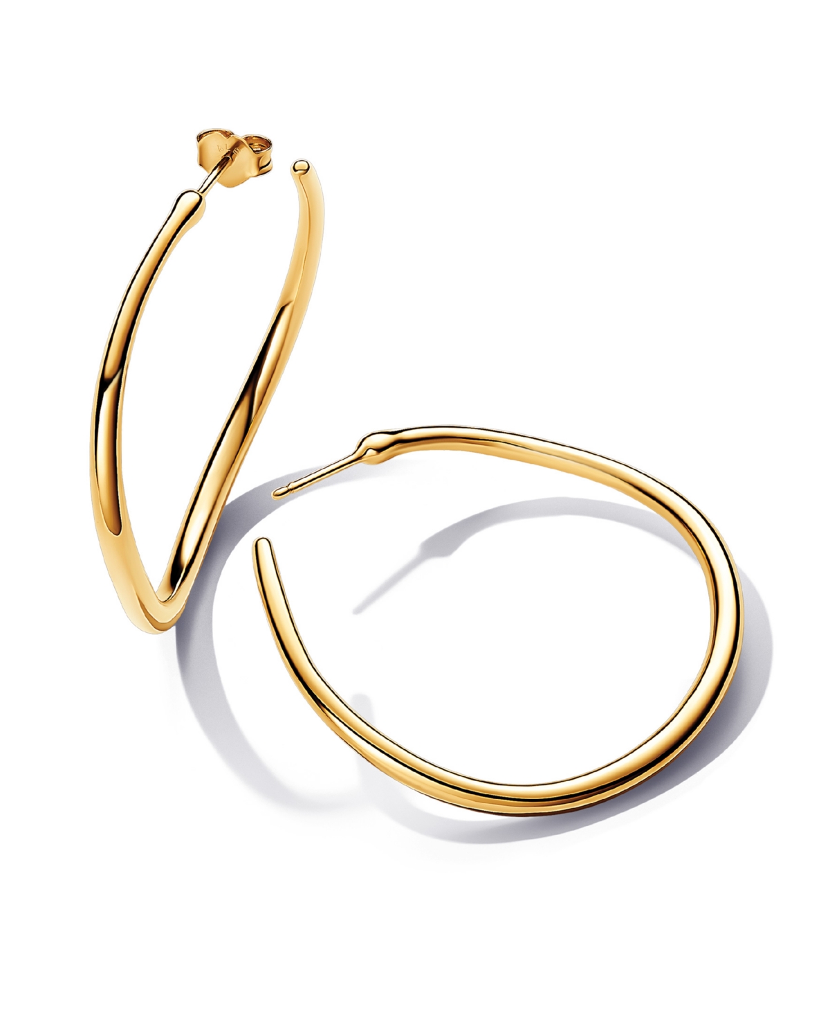 14k gold-plated Shaped Open 42 mm Hoop Earrings - Gold