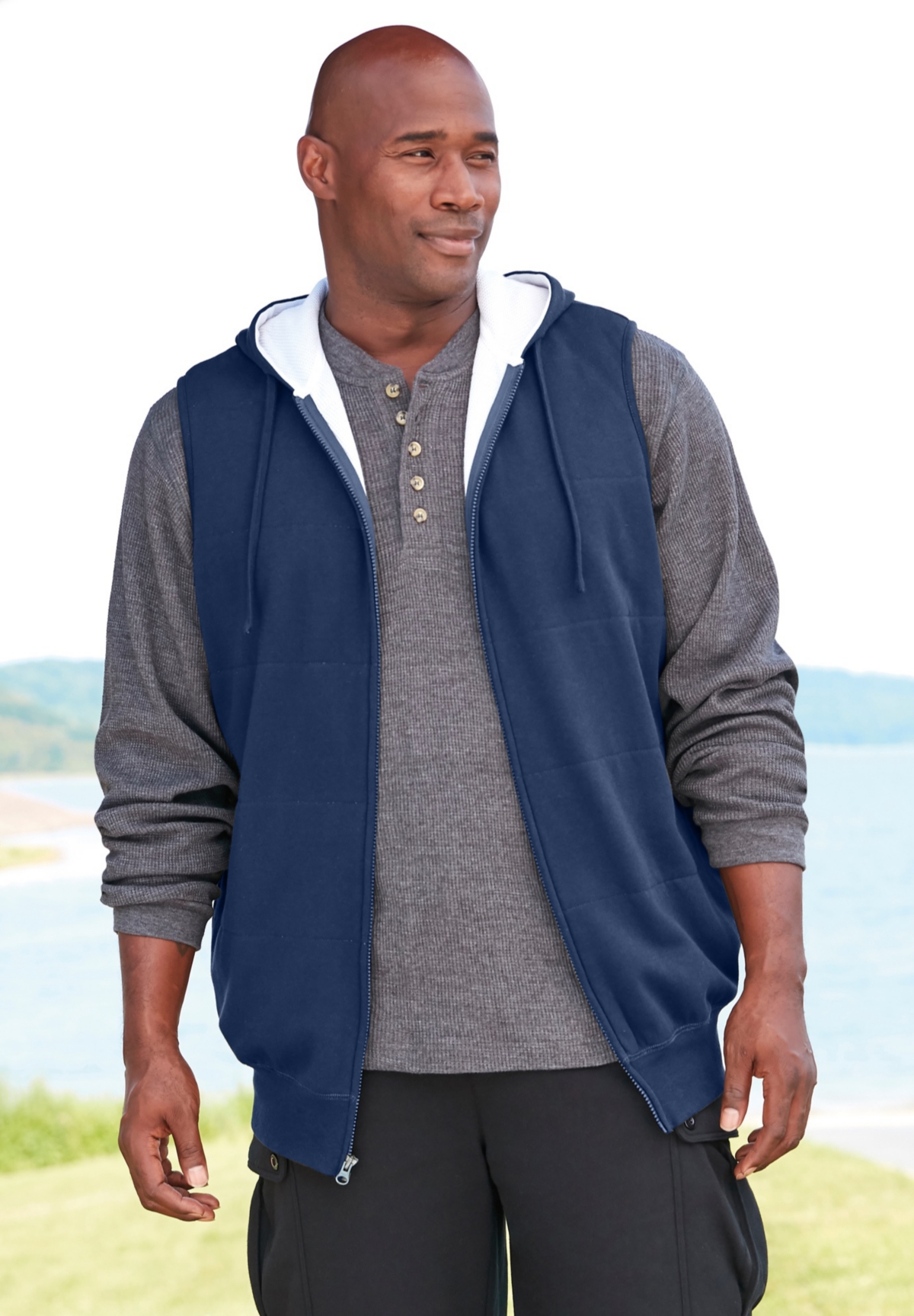 Boulder Creek Big & Tall by KingSize Thermal-Lined Fleece Vest