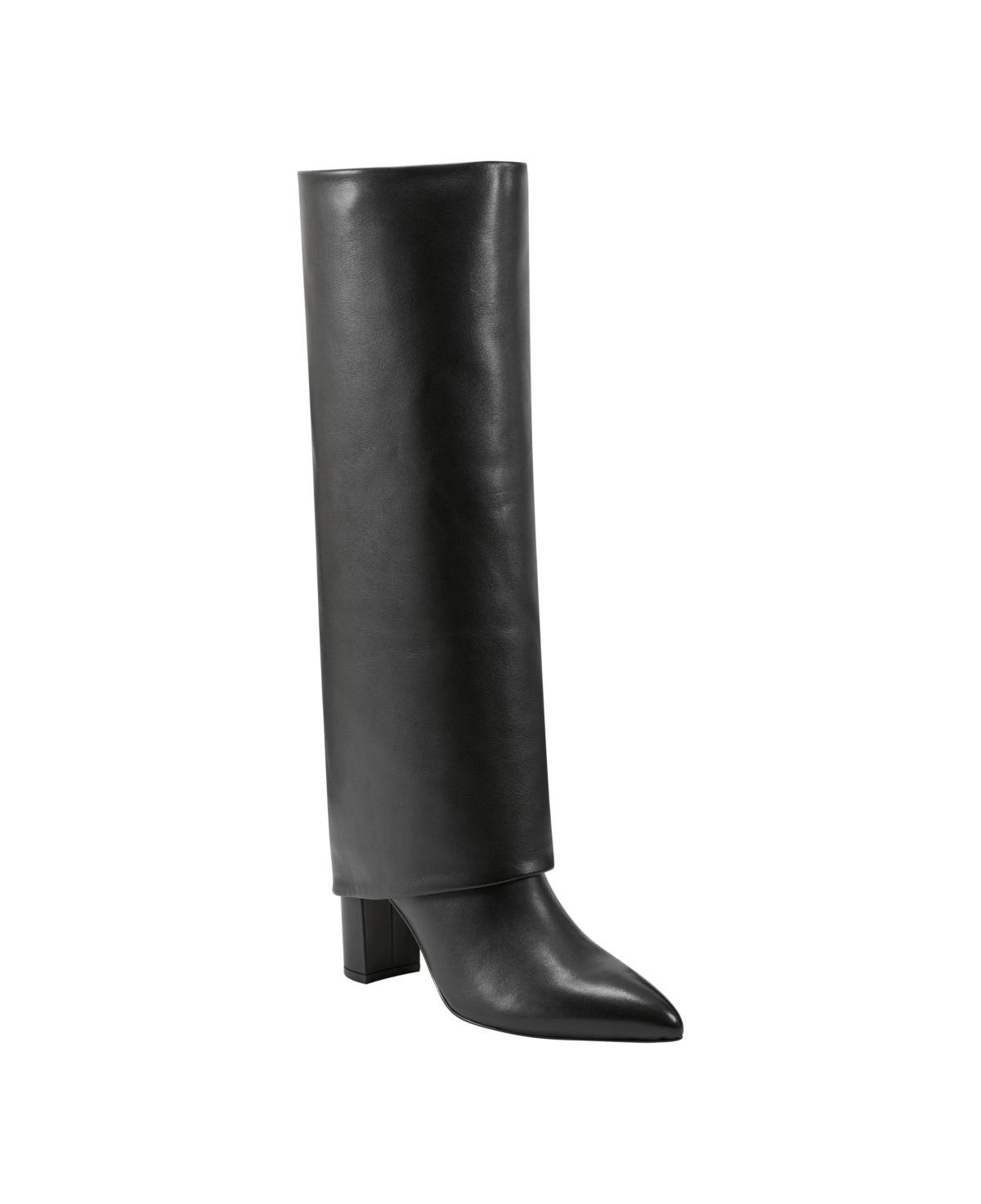 Shop Marc Fisher Ltd Women's Leina Block Heel Pointy Toe Dress Boots In Black Leather