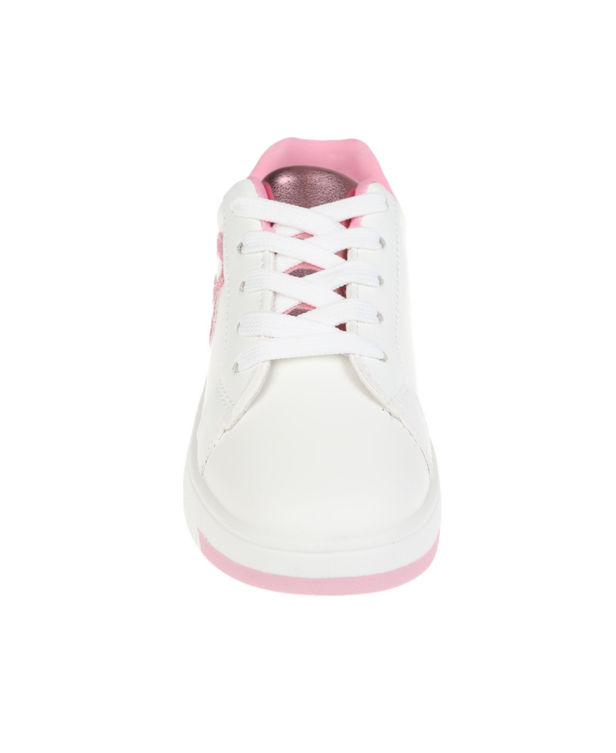 Bebe Little Girl's Court Sneaker With Glitter Applique And Counter Polyurethane Sneakers In Pink