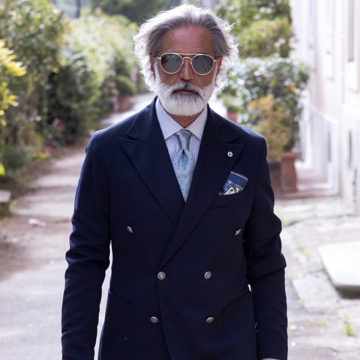 Martino - Silk Pocket Square for Men - Blue