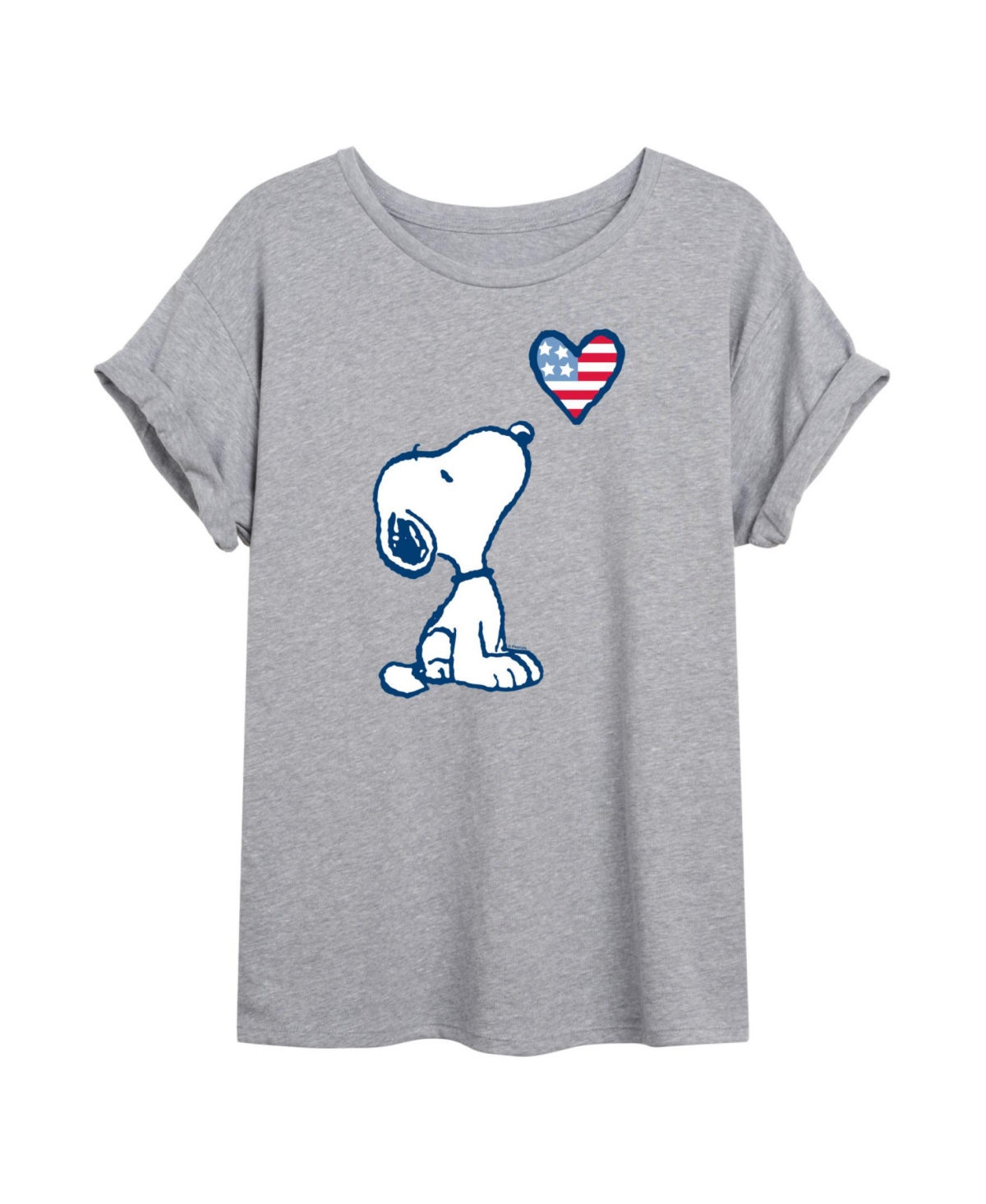 Trendy Juniors Peanuts Snoopy HEart Graphic Oversized Tee - Heather Grey