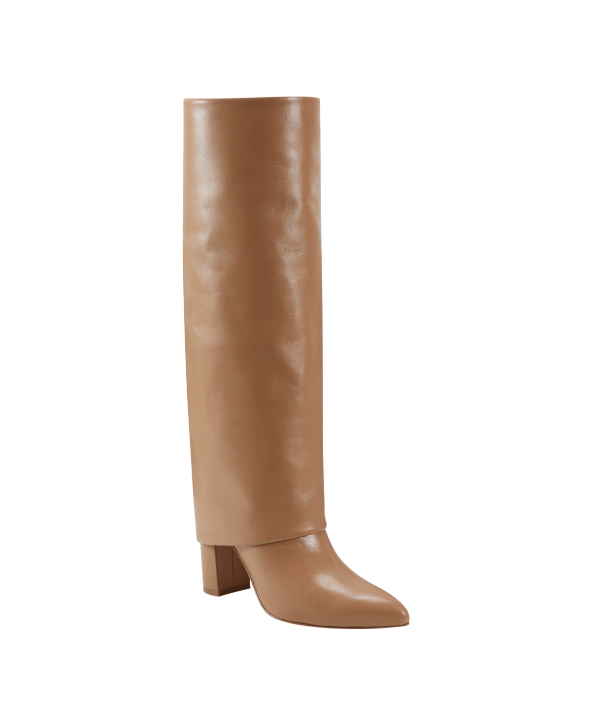 Shop Marc Fisher Ltd Women's Leina Block Heel Pointy Toe Dress Boots In Medium Natural Leather