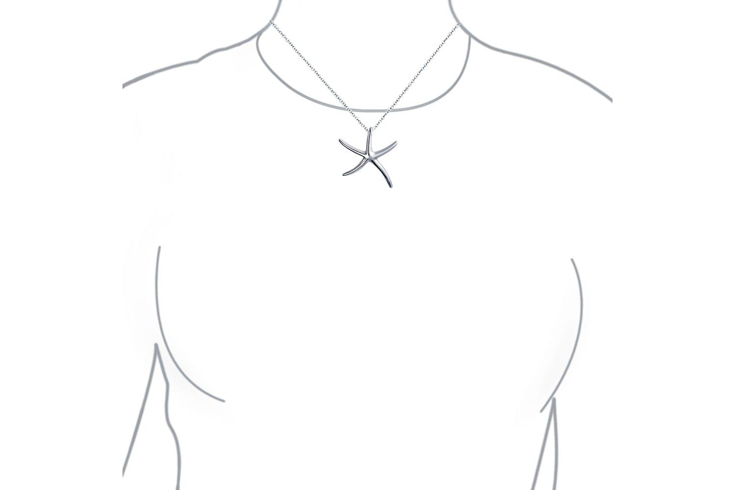 Tropical Vacation Nautical Starfish Pendant Necklace .925 Sterling Silver