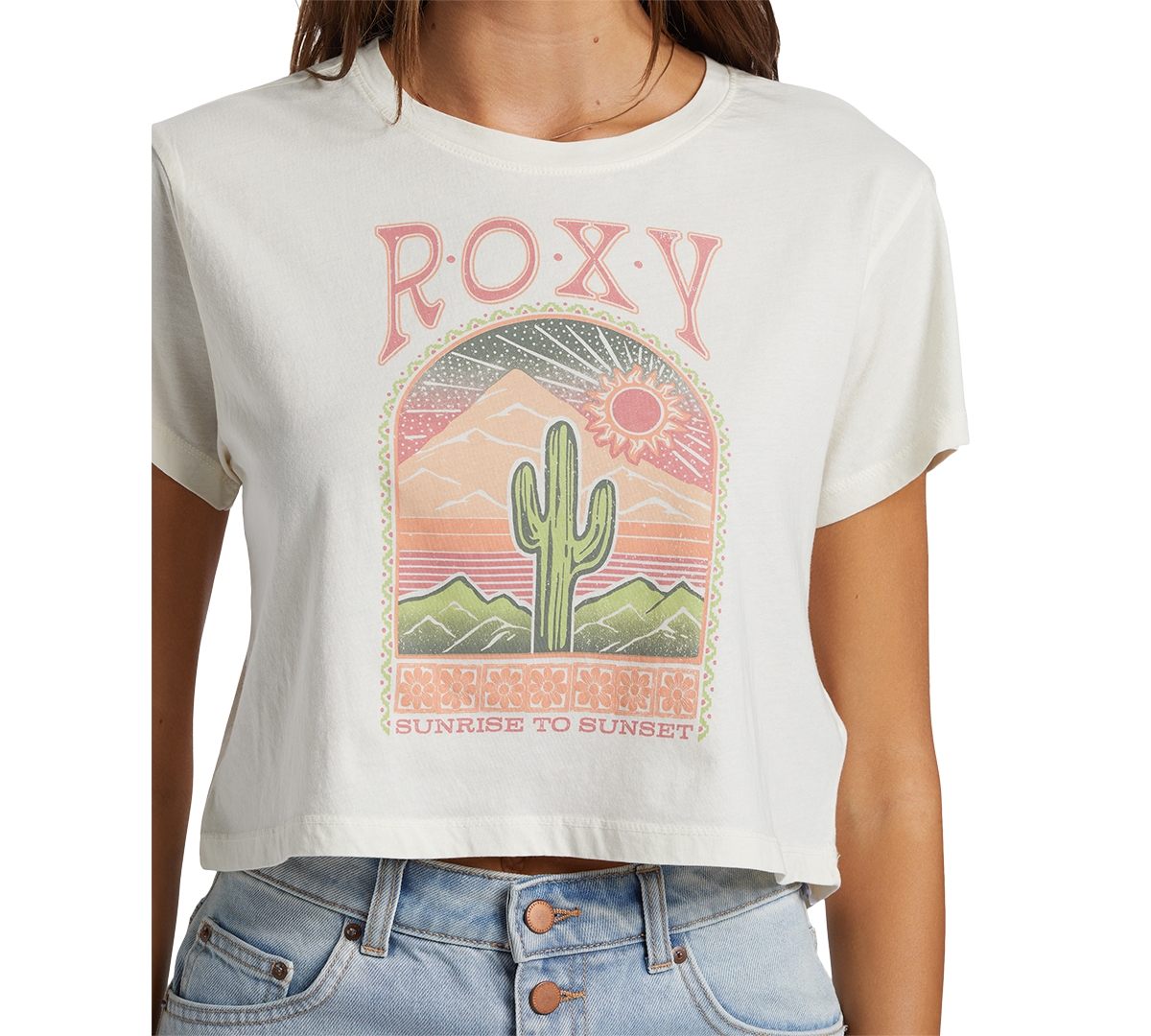 Roxy Juniors' Saguaro Graphic Cropped T-Shirt