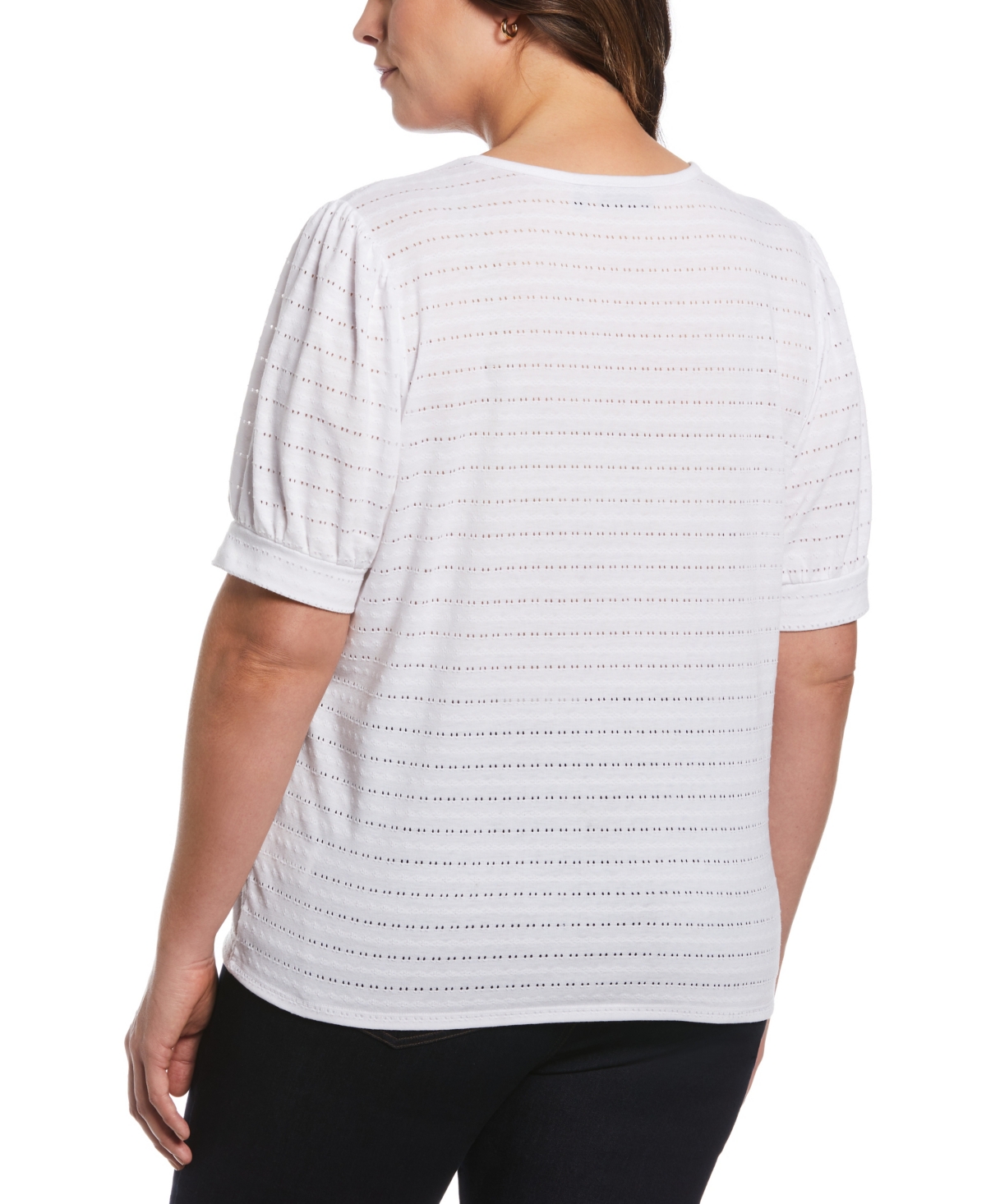 Ella Rafaella Plus Size Knit Puff Short Sleeve Top