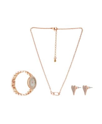 Women's Rose Gold-Tone Metal Alloy Bracelet Watch 33mm Gift Set