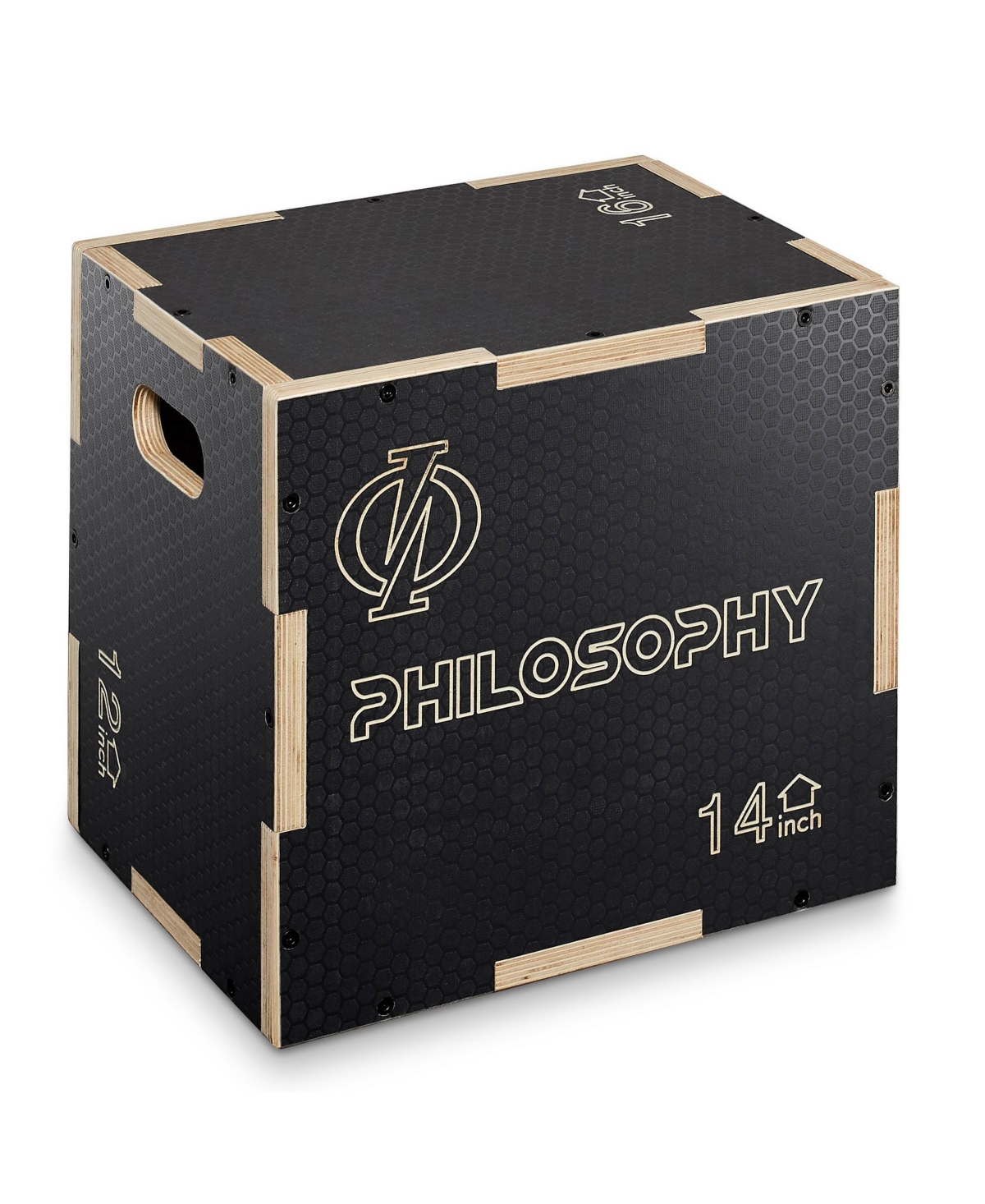 3 in 1 Non-Slip Wood Plyo Box, 16" x 14" x 12", Black, Jump Plyometric Box for Training and Conditioning - Black