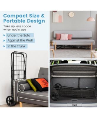 Folding Shopping Cart with Swiveling Wheels and Dual Storage Baskets