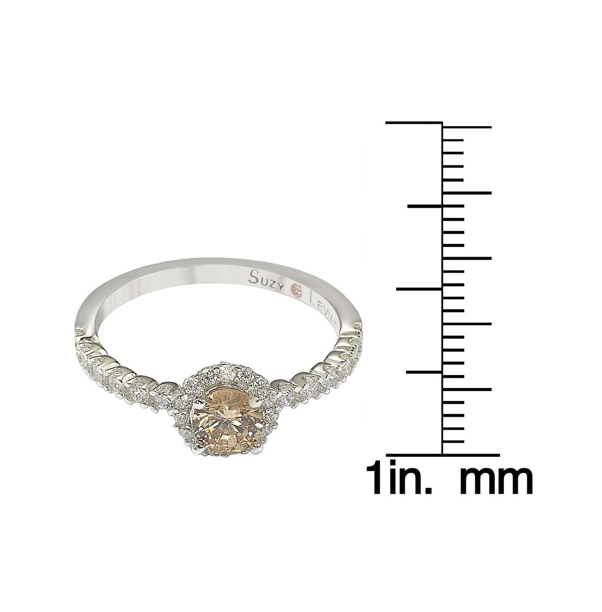 Suzy Levian New York Suzy Levian Sterling Silver Cubic Zirconia PetiteBridal Engagement Ring - Brown