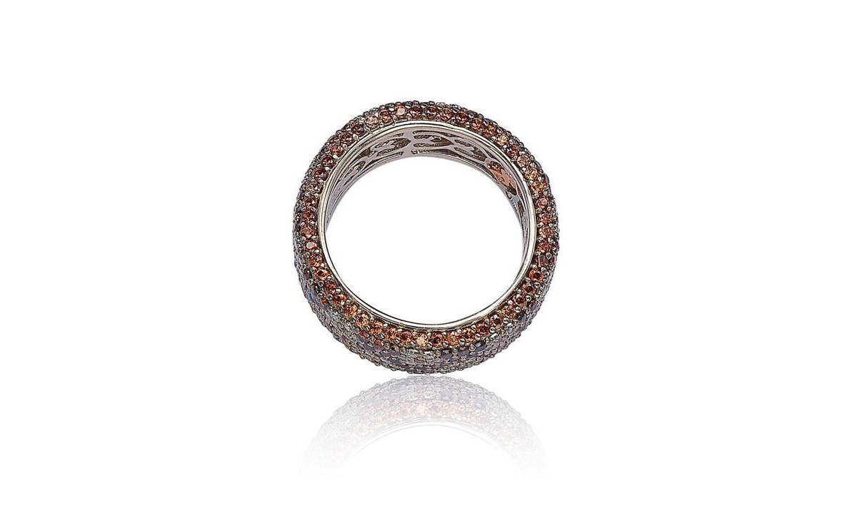 Suzy Levian New York Suzy Levian Sterling Silver Cubic ZirconiaFlower Eternity Band - Brown