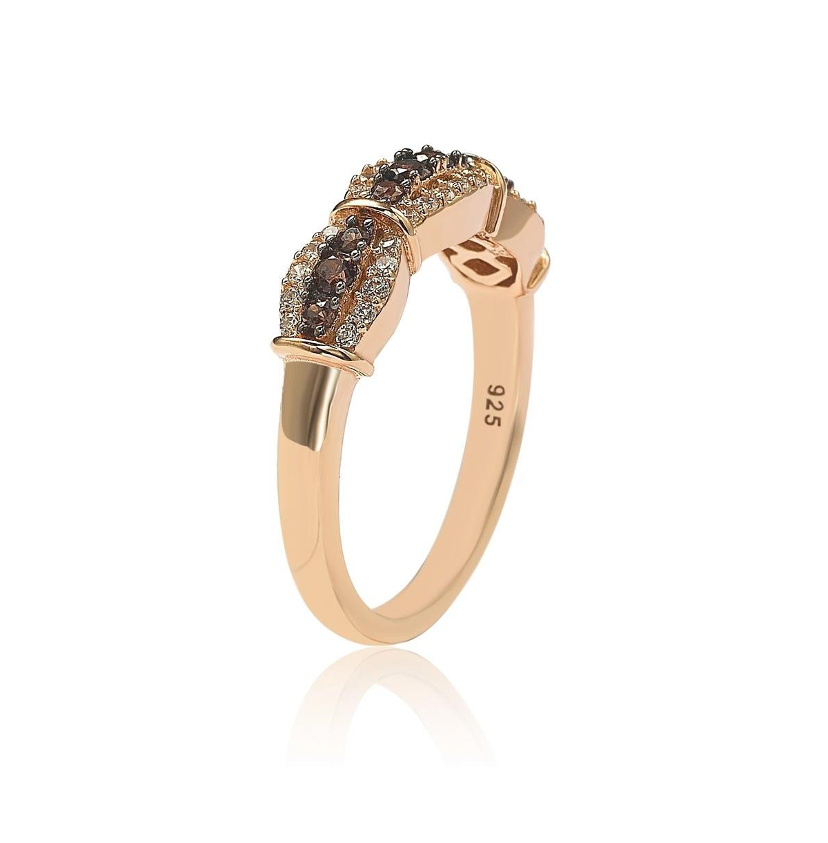 Suzy Levian New York Suzy Levian Sterling Silver Cubic Zirconia Petite& White Anniversary Band - Brown