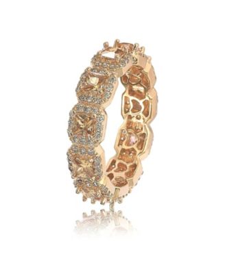 Suzy Levian Sterling Silver Cubic Zirconia Princess Cut Brown Eternity Band