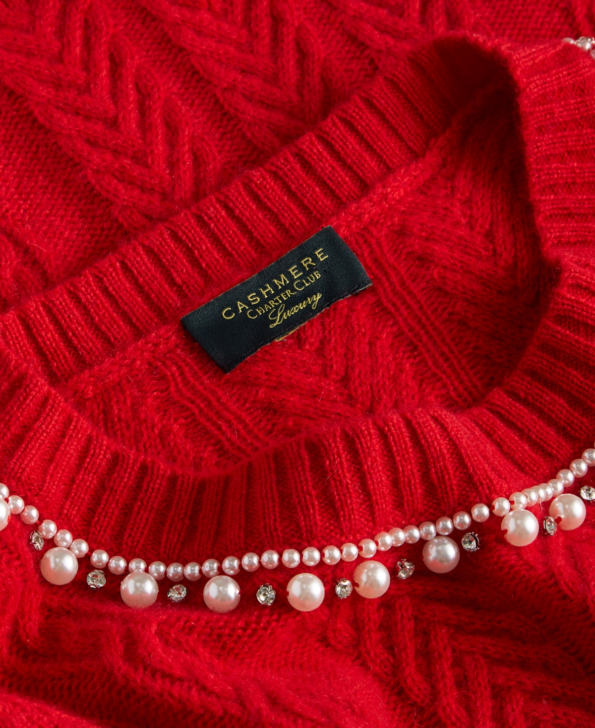 Charter Club Women's Cashmere Embellished Cable-Knit Tunic Sweater, Created for Macy's