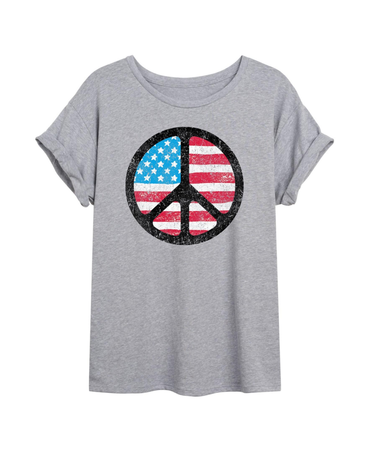 Trendy Juniors Flag Peace Graphic Oversized Tee - grey