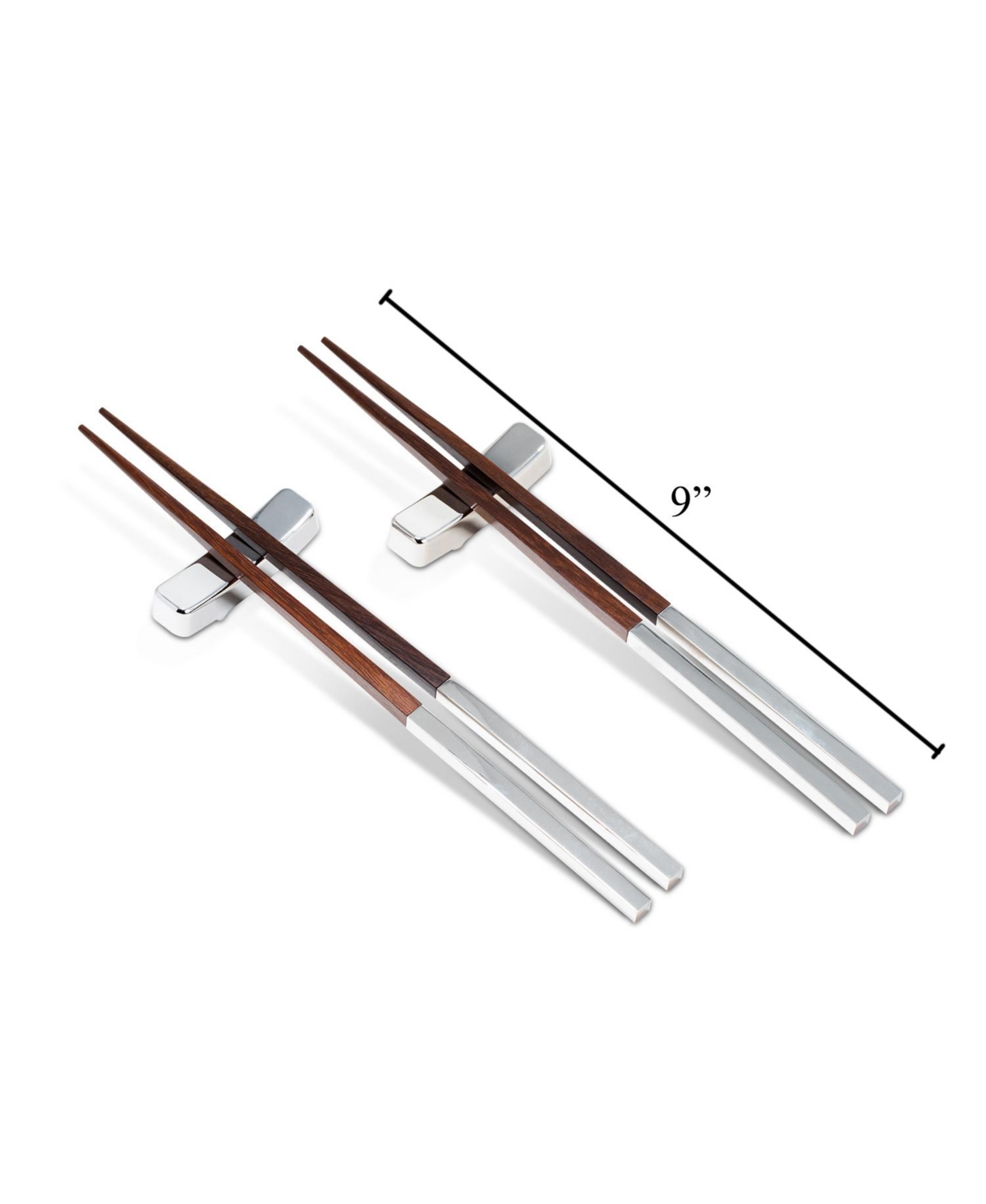 Bey-berk Set Of Two Silver Plated And Bamboo Chop Sticks With Rests In Silver