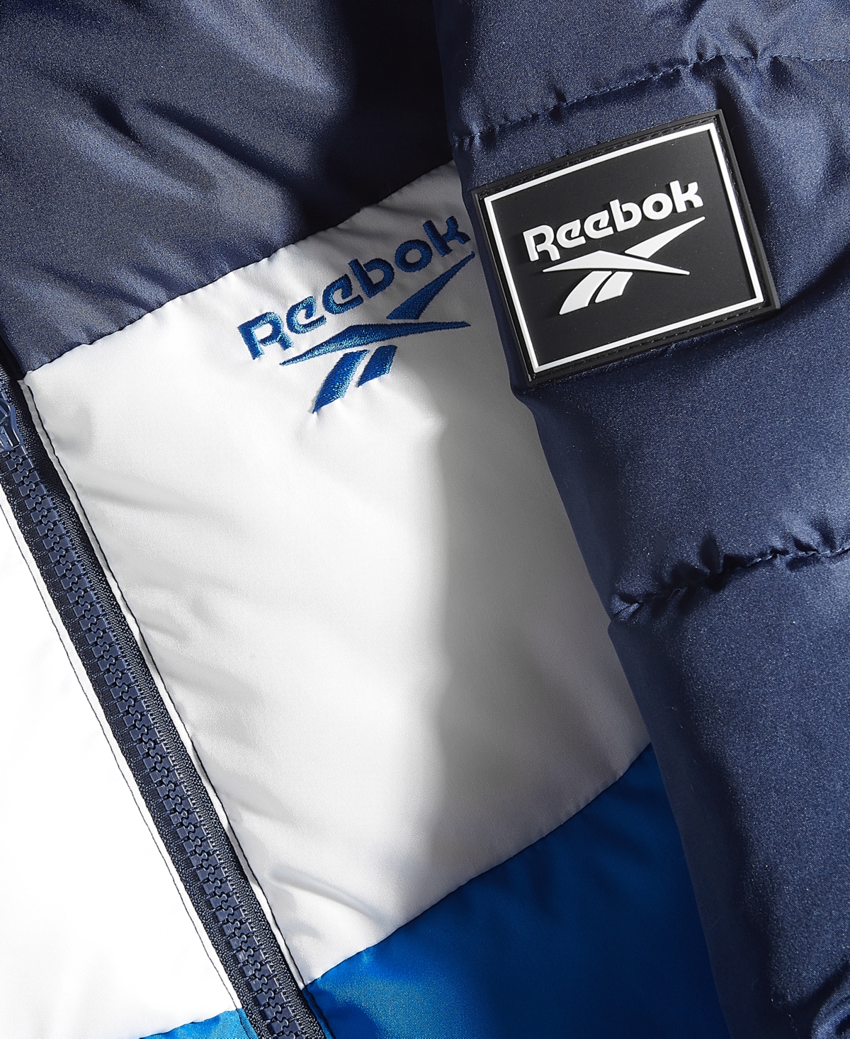 Reebok Big Boys Colorblocked Fleece-Lined Full-Zip Hooded Puffer Jacket