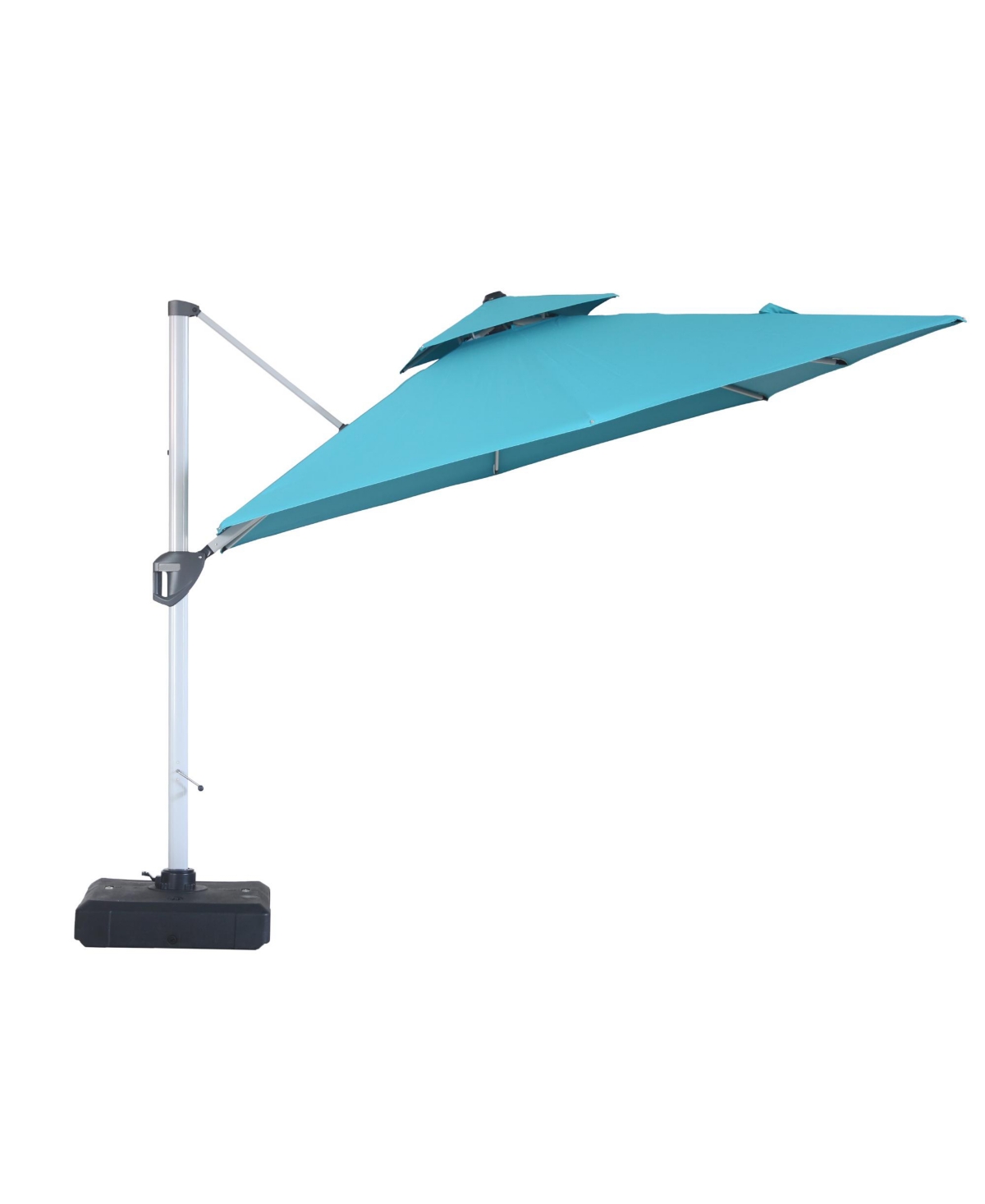 Mondawe ft Cantilever Patio Umbrella with 360° Rotation, Cover and Base Included,- Turquoise