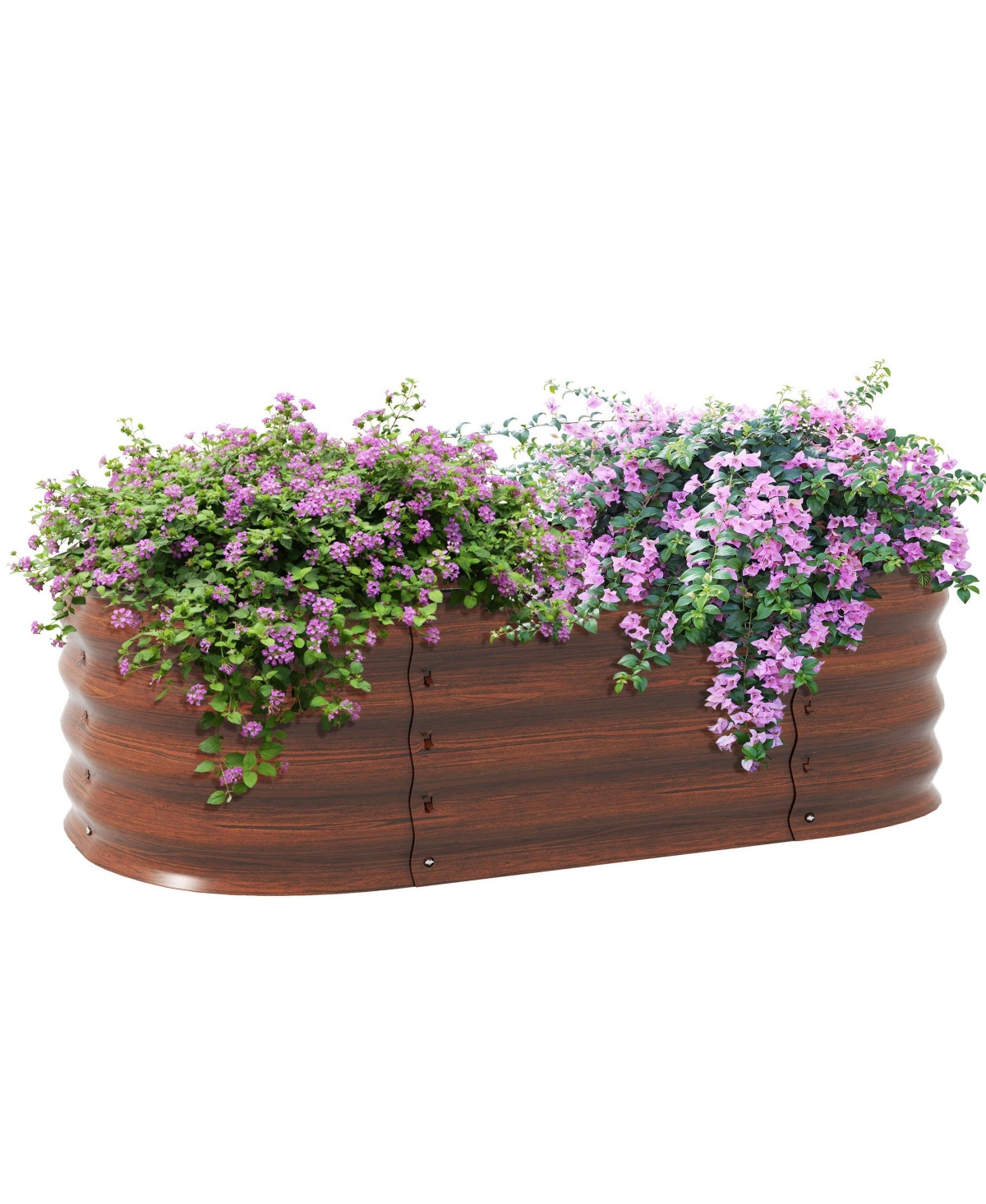 Galvanized Raised Garden Bed Planter Box, 4.9' x 2' x 1', - Brown