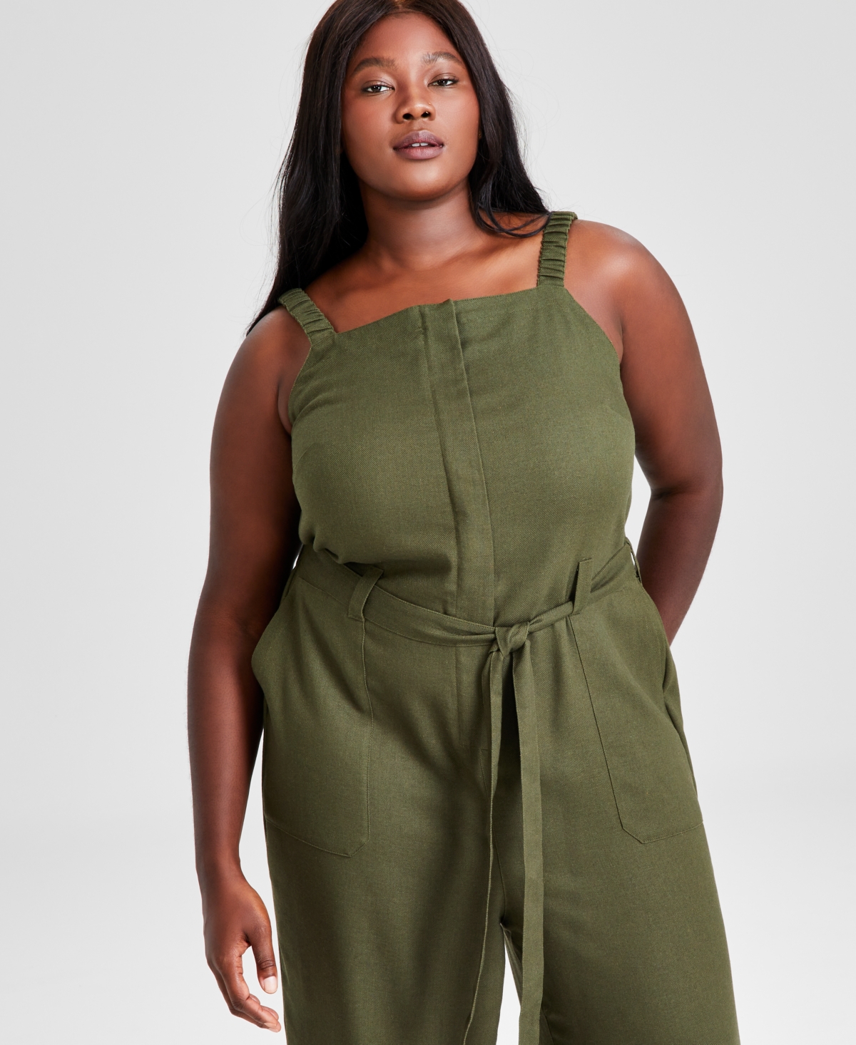 And Now This Trendy Plus Size Utility Wide-Leg Jumpsuit, Created for Macy's