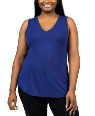 Plus Size V-Neck Sleeveless Rounded Hemline Top