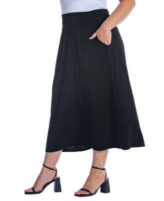 Plus Size Foldover Maxi Skirt With Pockets