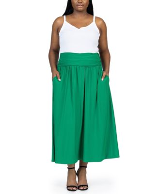 Plus Size Foldover Maxi Skirt With Pockets