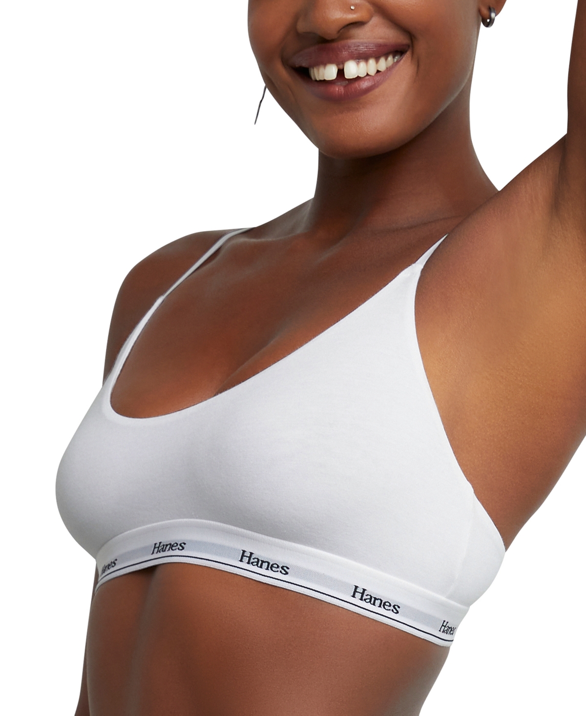 Hanes Women's Originals Comfortflex Cropped Bralette Mso103 In White 002