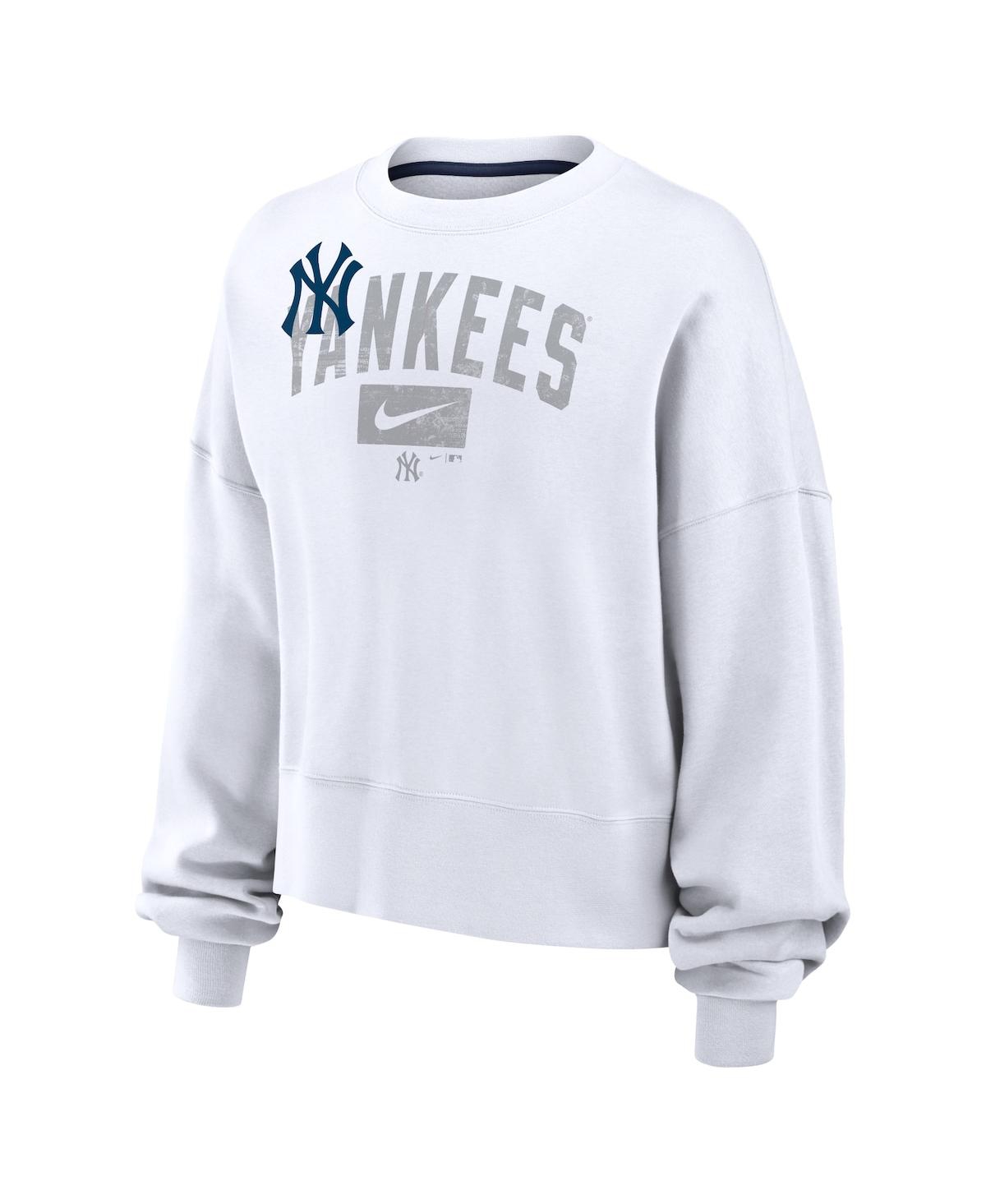 Fanatics Nike Women's White New York Yankees Pullover Sweatshirt In White,navy