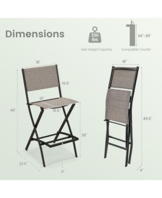 Folding Bar Stools Set of 2 Backrest Humanized Footrest