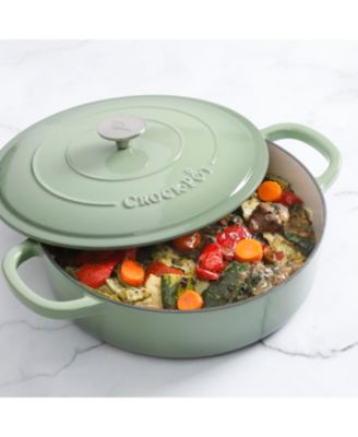 Artisan 5 Quart Cast Iron Braiser Everyday Pan With Borasilicate Lid - Red