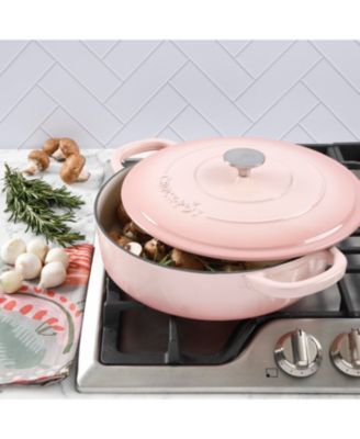 Artisan 5 Quart Cast Iron Braiser Everyday Pan With Borasilicate Lid - Red