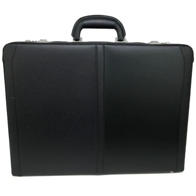 Mens Briefcase Expandable Genuine Leather Attache Briefcase For Men Dual Combination Lock Business Case