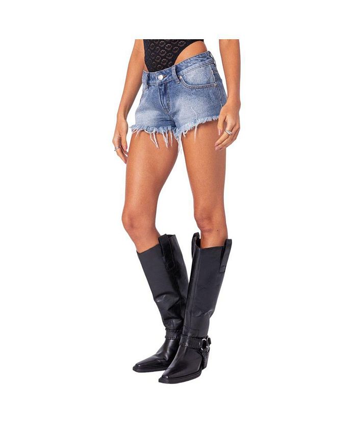 Erika Low Rise Frayed Denim Shorts
